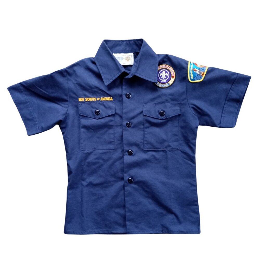 Boy Scouts of America BSA Youth Shirt Size Small Blue Short Sleeve Patches